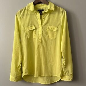 Old Navy Bright Yellow Long Adjustable Sleeve Shirt Top